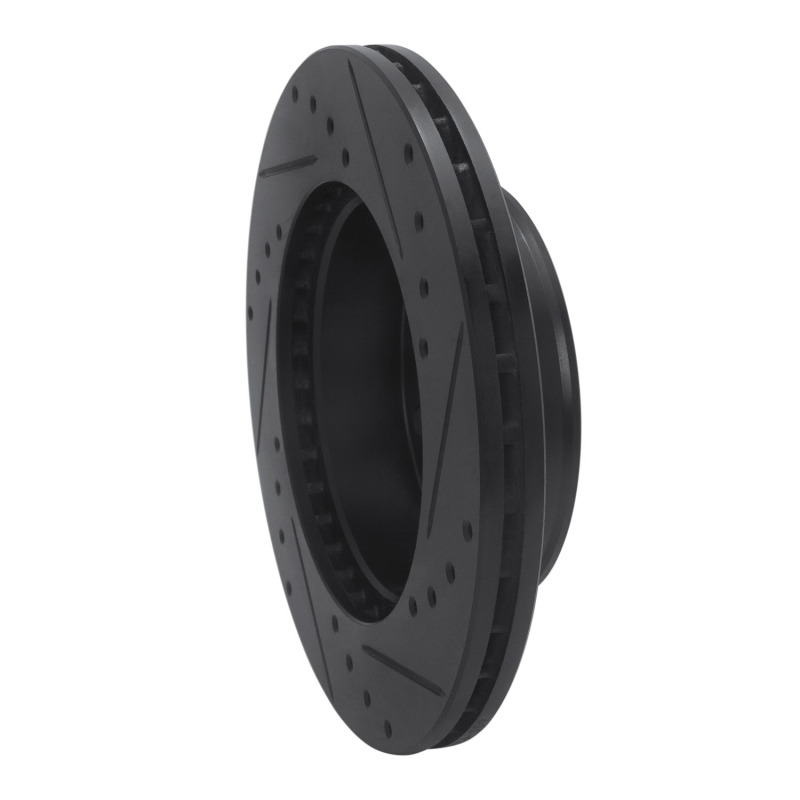 Toyota Hilux Brake Rotor (1) - Front Left - R1 Concepts - Drilled & Slotted - Black - `09-`15